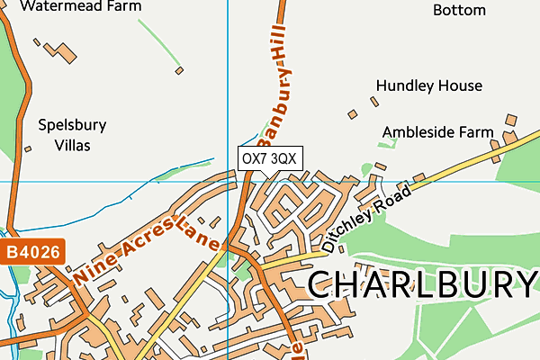 OX7 3QX map - OS VectorMap District (Ordnance Survey) OX7 3QX map - OS VectorMap District (Ordnance Survey)