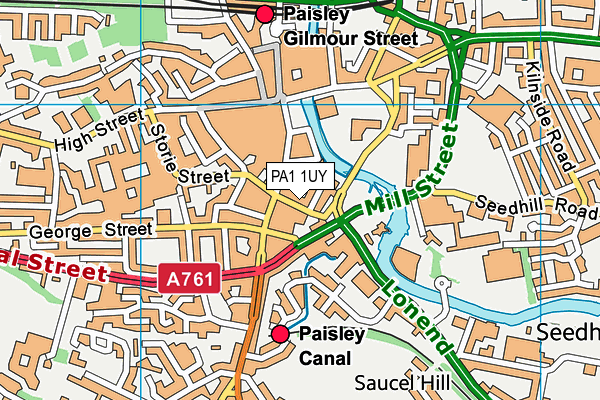 PA1 1UY map - OS VectorMap District (Ordnance Survey) PA1 1UY map - OS VectorMap District (Ordnance Survey)