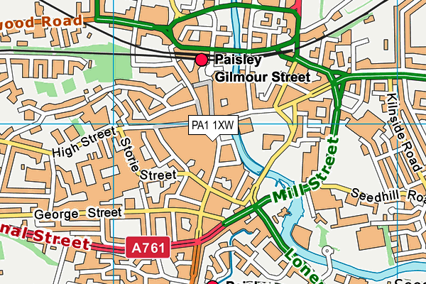 PA1 1XW map - OS VectorMap District (Ordnance Survey)