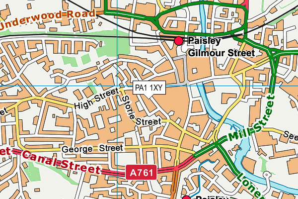 PA1 1XY map - OS VectorMap District (Ordnance Survey)