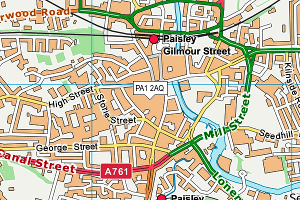PA1 2AQ map - OS VectorMap District (Ordnance Survey)