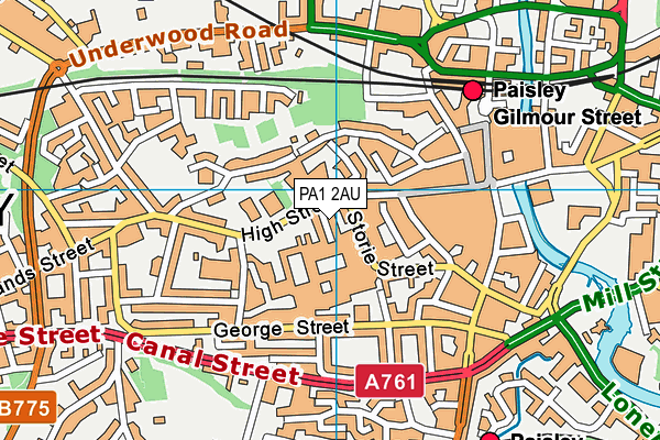 PA1 2AU map - OS VectorMap District (Ordnance Survey) PA1 2AU map - OS VectorMap District (Ordnance Survey)