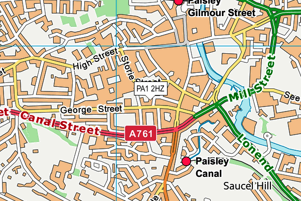 PA1 2HZ map - OS VectorMap District (Ordnance Survey)