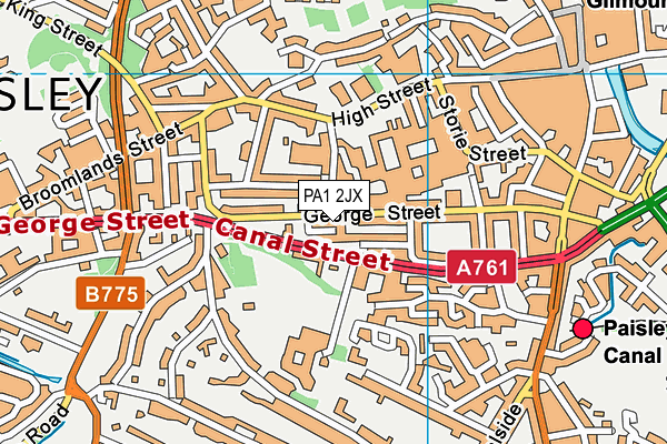 PA1 2JX map - OS VectorMap District (Ordnance Survey) PA1 2JX map - OS VectorMap District (Ordnance Survey)