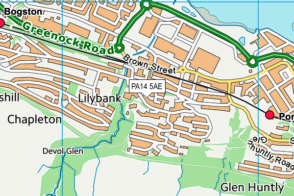 PA14 5AE map - OS VectorMap District (Ordnance Survey) PA14 5AE map - OS VectorMap District (Ordnance Survey)
