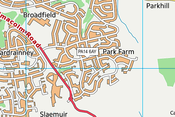 PA14 6AY map - OS VectorMap District (Ordnance Survey)