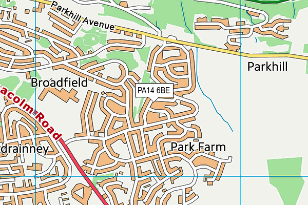 PA14 6BE map - OS VectorMap District (Ordnance Survey)
