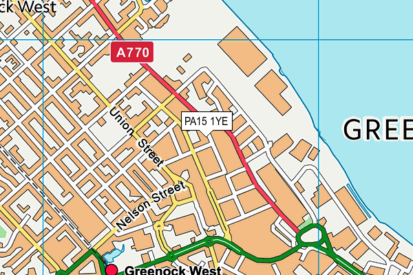 PA15 1YE map - OS VectorMap District (Ordnance Survey)