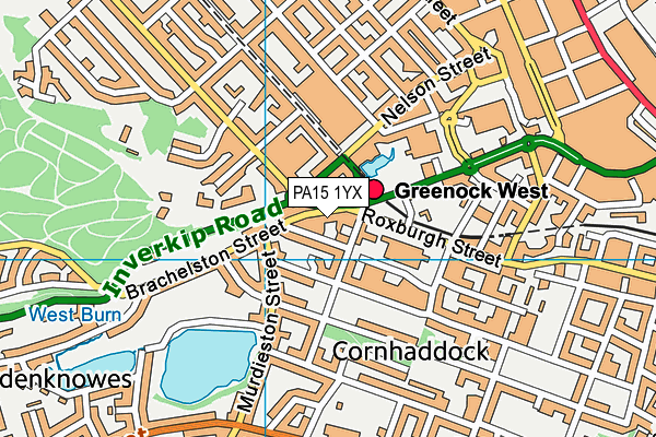 PA15 1YX map - OS VectorMap District (Ordnance Survey)