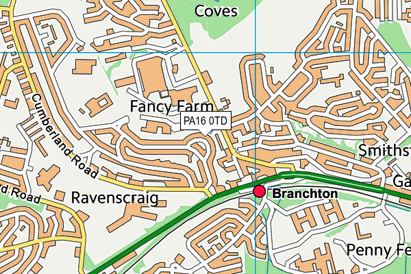 PA16 0TD map - OS VectorMap District (Ordnance Survey) PA16 0TD map - OS VectorMap District (Ordnance Survey)