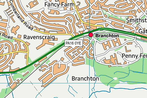 PA16 0YE map - OS VectorMap District (Ordnance Survey)
