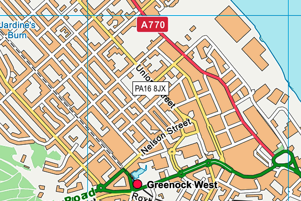 PA16 8JX map - OS VectorMap District (Ordnance Survey) PA16 8JX map - OS VectorMap District (Ordnance Survey)