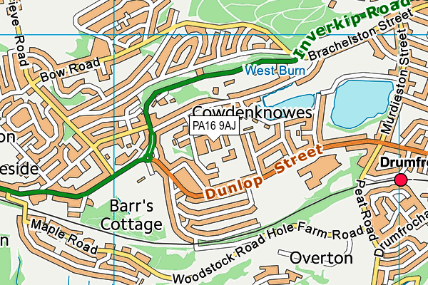 PA16 9AJ map - OS VectorMap District (Ordnance Survey) PA16 9AJ map - OS VectorMap District (Ordnance Survey)