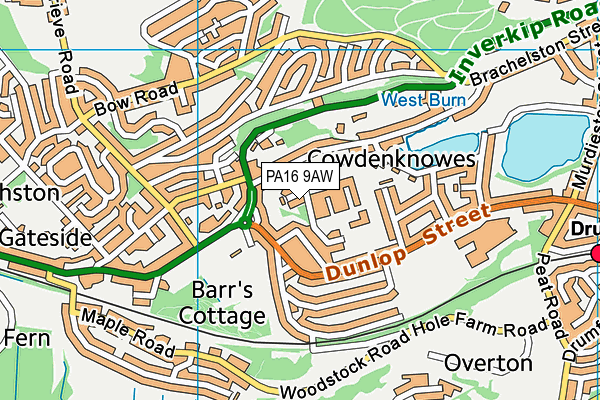 PA16 9AW map - OS VectorMap District (Ordnance Survey) PA16 9AW map - OS VectorMap District (Ordnance Survey)