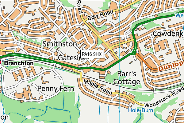 PA16 9HX map - OS VectorMap District (Ordnance Survey) PA16 9HX map - OS VectorMap District (Ordnance Survey)