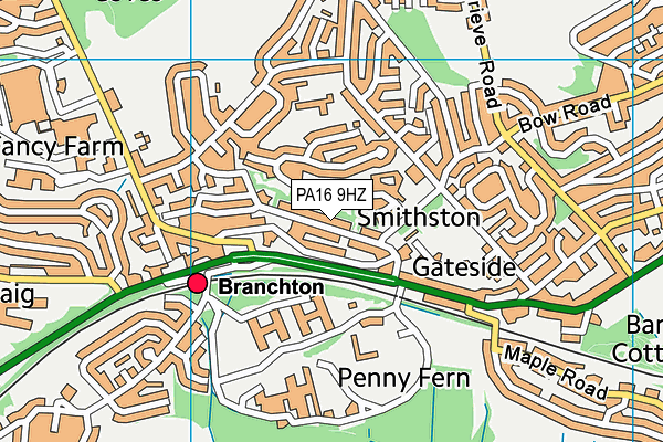 PA16 9HZ map - OS VectorMap District (Ordnance Survey) PA16 9HZ map - OS VectorMap District (Ordnance Survey)