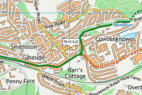 PA16 9JG map - OS VectorMap District (Ordnance Survey) PA16 9JG map - OS VectorMap District (Ordnance Survey)
