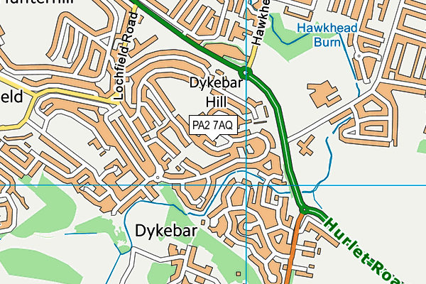 PA2 7AQ map - OS VectorMap District (Ordnance Survey)