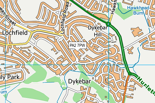 PA2 7PW map - OS VectorMap District (Ordnance Survey) PA2 7PW map - OS VectorMap District (Ordnance Survey)