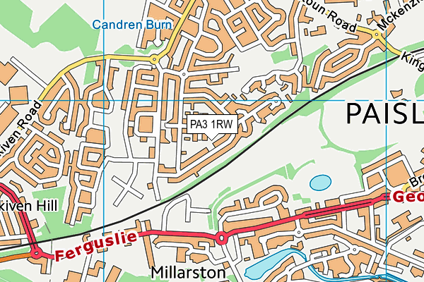 PA3 1RW map - OS VectorMap District (Ordnance Survey) PA3 1RW map - OS VectorMap District (Ordnance Survey)