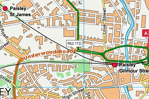 PA3 1TD map - OS VectorMap District (Ordnance Survey) PA3 1TD map - OS VectorMap District (Ordnance Survey)