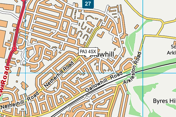 PA3 4SX map - OS VectorMap District (Ordnance Survey) PA3 4SX map - OS VectorMap District (Ordnance Survey)