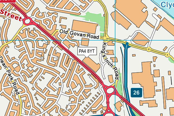 PA4 8YT map - OS VectorMap District (Ordnance Survey) PA4 8YT map - OS VectorMap District (Ordnance Survey)