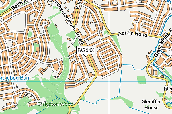 PA5 9NX map - OS VectorMap District (Ordnance Survey) PA5 9NX map - OS VectorMap District (Ordnance Survey)