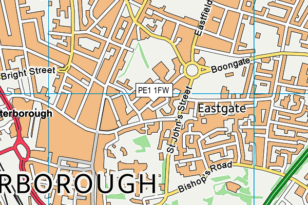 PE1 1FW map - OS VectorMap District (Ordnance Survey)