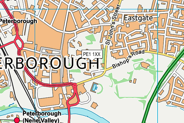 PE1 1XX map - OS VectorMap District (Ordnance Survey)