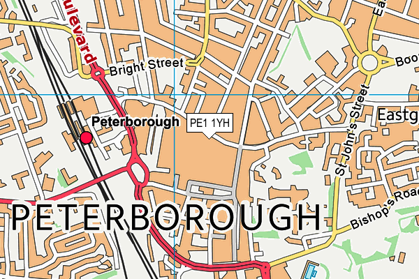 PE1 1YH map - OS VectorMap District (Ordnance Survey)