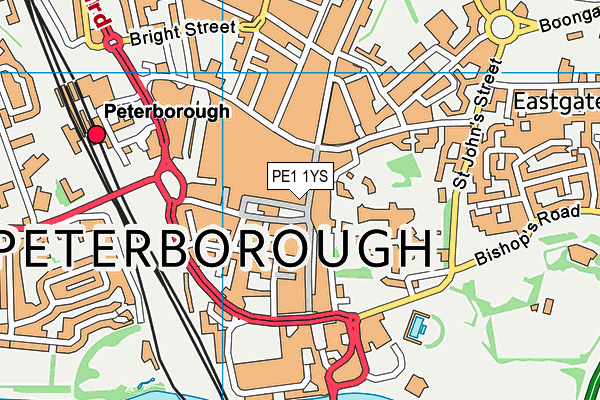 PE1 1YS map - OS VectorMap District (Ordnance Survey)