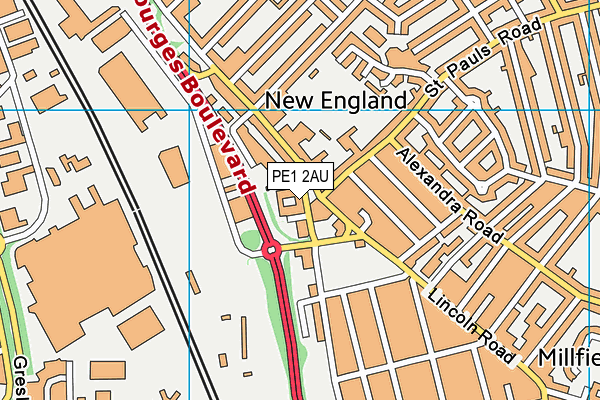 PE1 2AU map - OS VectorMap District (Ordnance Survey) PE1 2AU map - OS VectorMap District (Ordnance Survey)