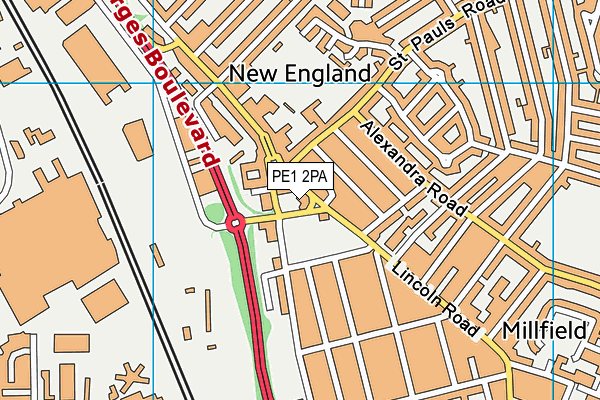 PE1 2PA map - OS VectorMap District (Ordnance Survey)