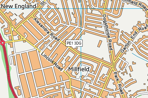 PE1 3DG map - OS VectorMap District (Ordnance Survey)