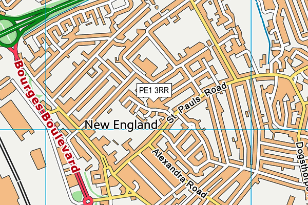 PE1 3RR map - OS VectorMap District (Ordnance Survey) PE1 3RR map - OS VectorMap District (Ordnance Survey)