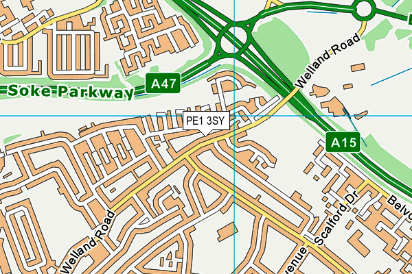 PE1 3SY map - OS VectorMap District (Ordnance Survey) PE1 3SY map - OS VectorMap District (Ordnance Survey)