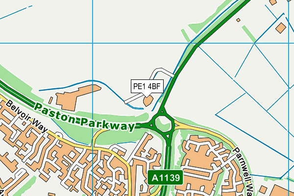 PE1 4BF map - OS VectorMap District (Ordnance Survey)