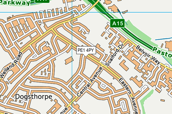 PE1 4PY map - OS VectorMap District (Ordnance Survey)