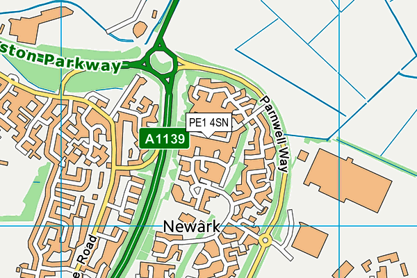 PE1 4SN map - OS VectorMap District (Ordnance Survey) PE1 4SN map - OS VectorMap District (Ordnance Survey)