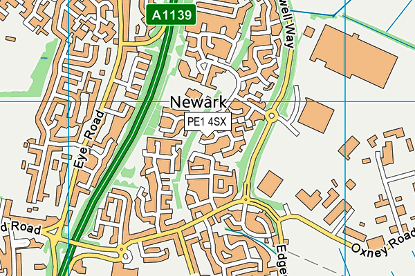 PE1 4SX map - OS VectorMap District (Ordnance Survey) PE1 4SX map - OS VectorMap District (Ordnance Survey)