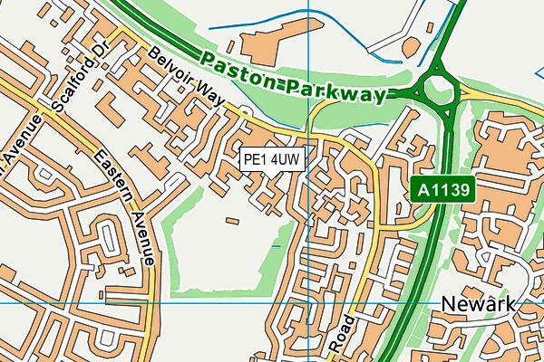 PE1 4UW map - OS VectorMap District (Ordnance Survey) PE1 4UW map - OS VectorMap District (Ordnance Survey)