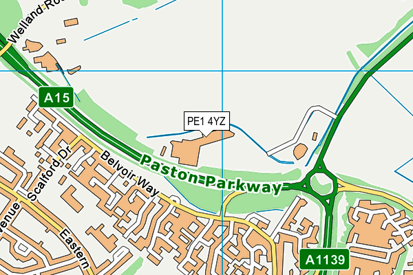 PE1 4YZ map - OS VectorMap District (Ordnance Survey) PE1 4YZ map - OS VectorMap District (Ordnance Survey)