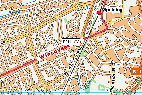 PE11 1GY map - OS VectorMap District (Ordnance Survey) PE11 1GY map - OS VectorMap District (Ordnance Survey)