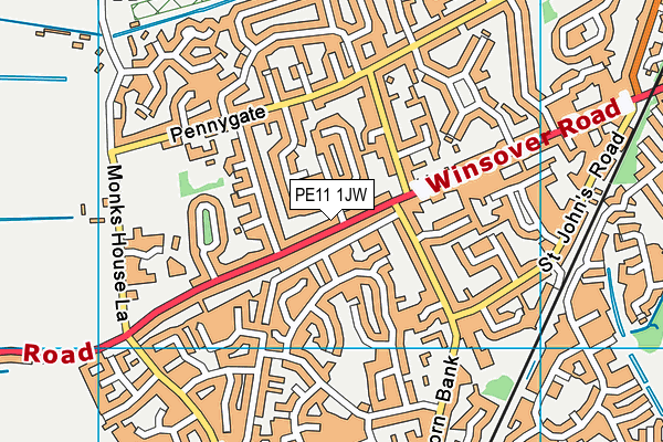 PE11 1JW map - OS VectorMap District (Ordnance Survey) PE11 1JW map - OS VectorMap District (Ordnance Survey)
