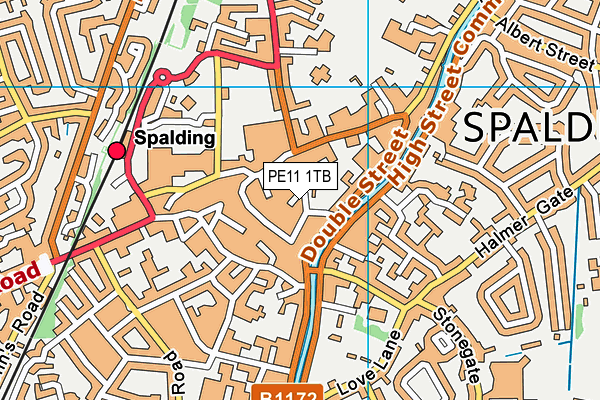 PE11 1TB map - OS VectorMap District (Ordnance Survey)