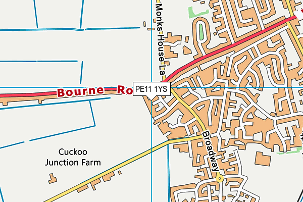 PE11 1YS map - OS VectorMap District (Ordnance Survey) PE11 1YS map - OS VectorMap District (Ordnance Survey)