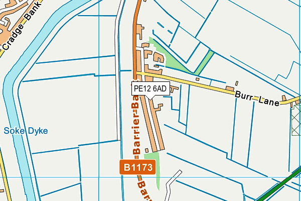 PE12 6AD map - OS VectorMap District (Ordnance Survey)