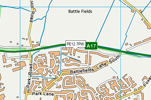 PE12 7PW map - OS VectorMap District (Ordnance Survey)