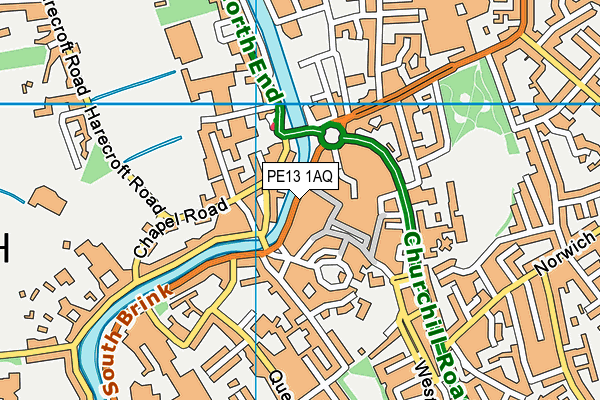 PE13 1AQ map - OS VectorMap District (Ordnance Survey)